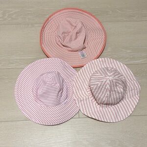 Ruffle Butts Pink Striped Kids Hat Set of 3